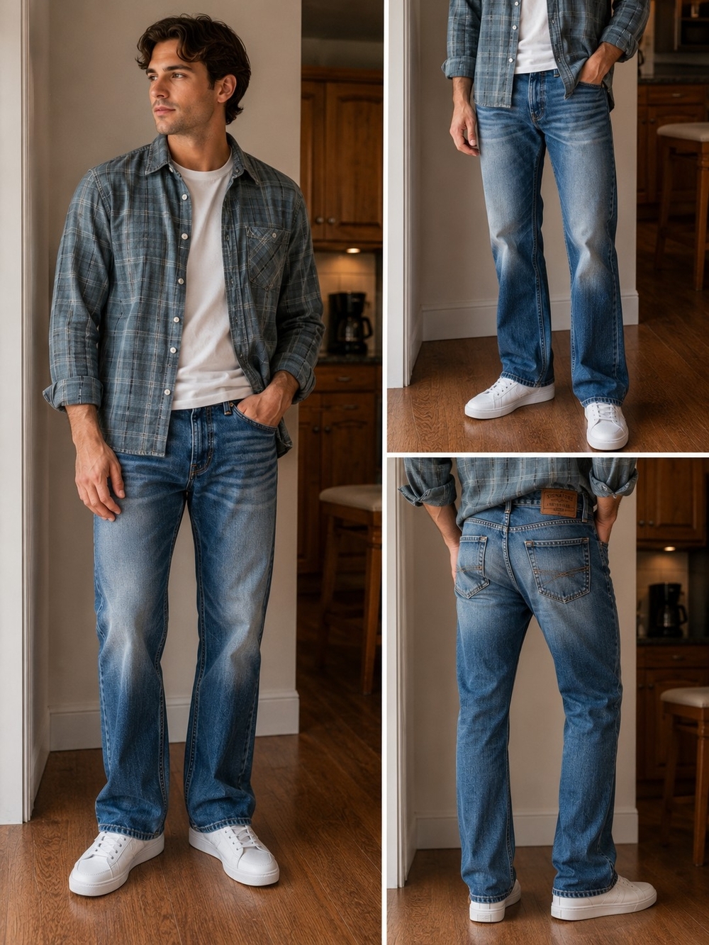 Signature by Levi Strauss Men's Straight Jeans in Blue Wash